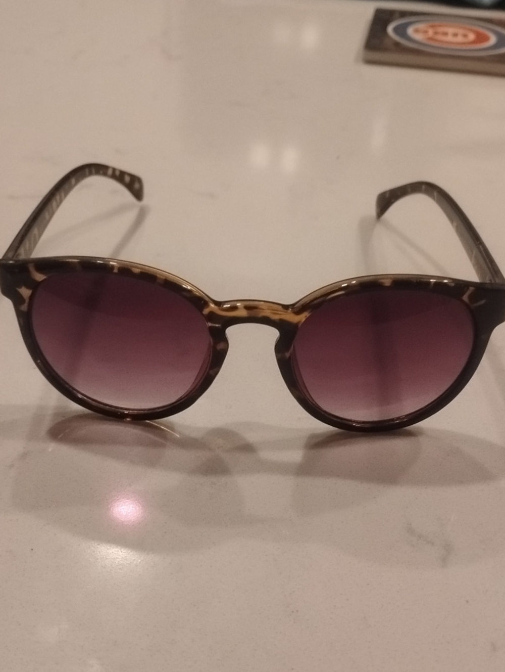 Universal Thread Round Tortoiseshell Sunglasses with Purple Lenses